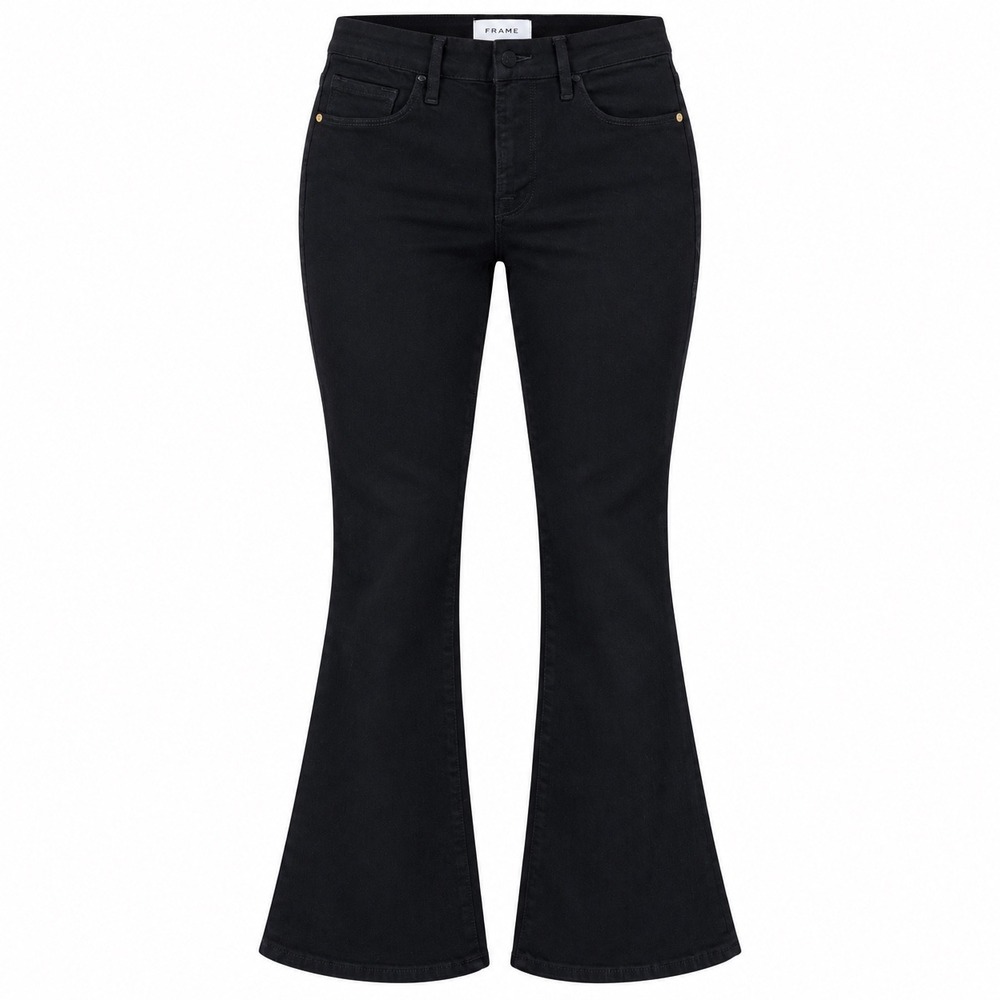 Frame Womens Le Pixie Crop Mini Boot Jeans Size 28 Cotton Black Film Noir Flare